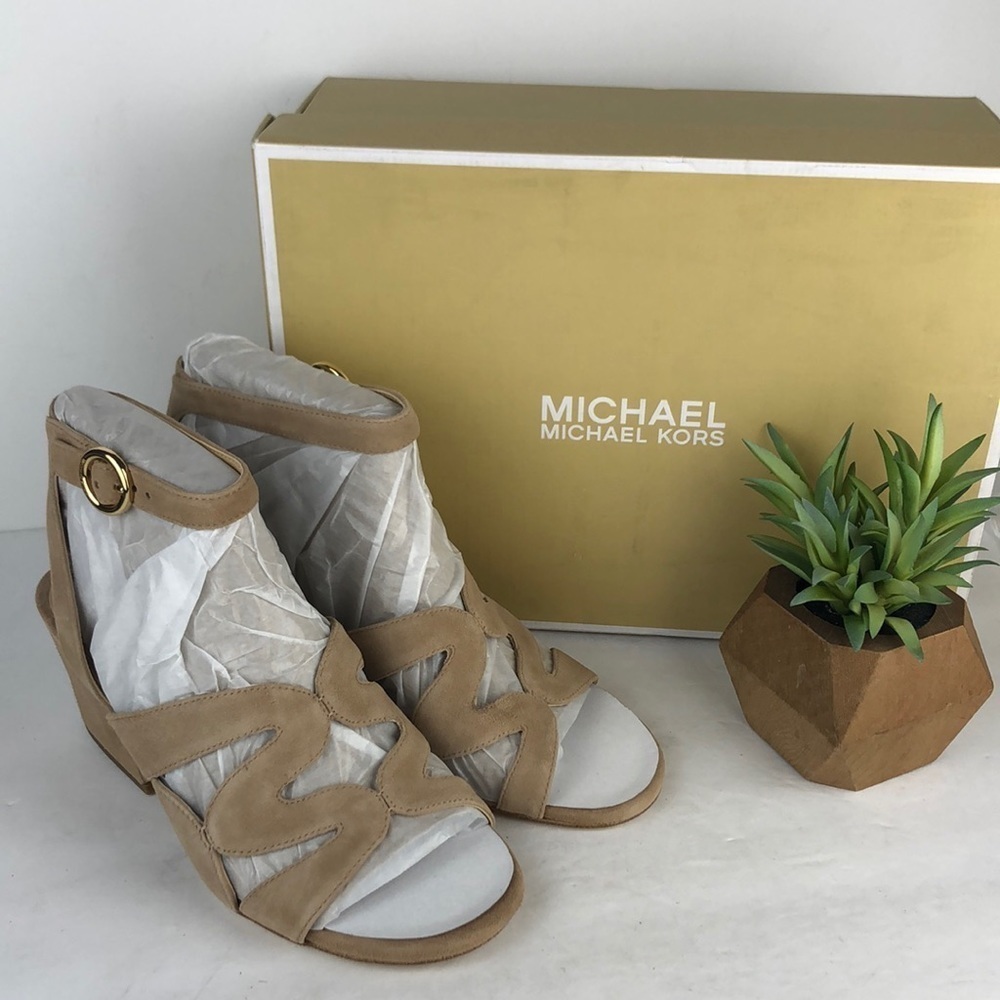 NEW Michael Kors Annalee Mid Ankle Strap Peep Toe Sandals Heels 6 - Picture 1 of 10
